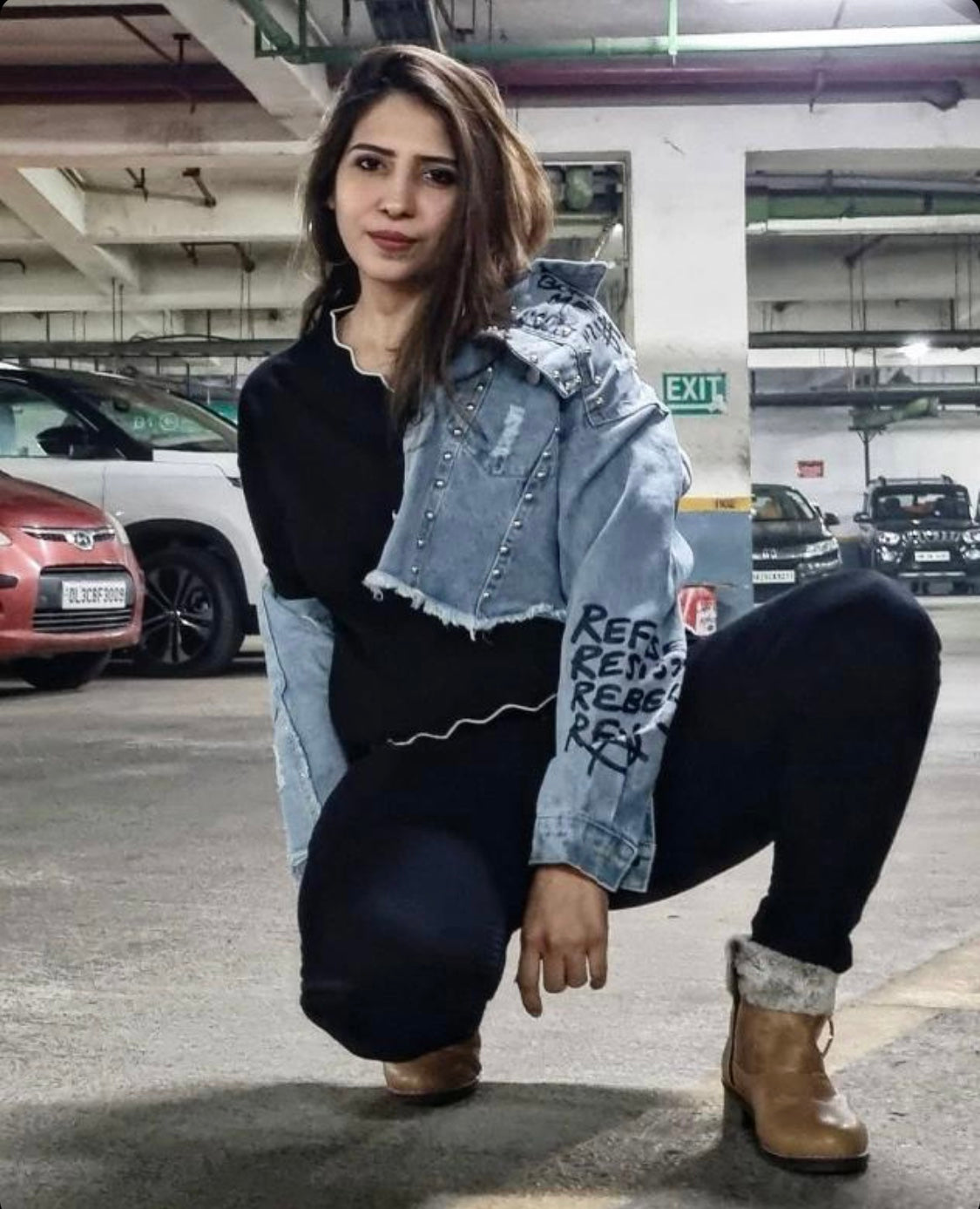 Customer Shweta In Our Rivet Denim Jacket