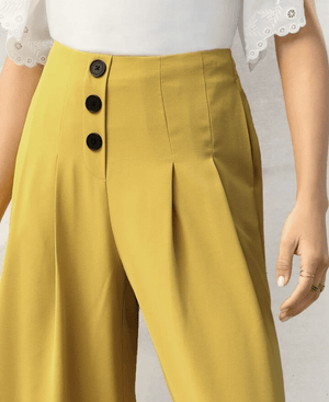 Back Zipper Front Pleated Wide Leg Pants - Made For Her Label