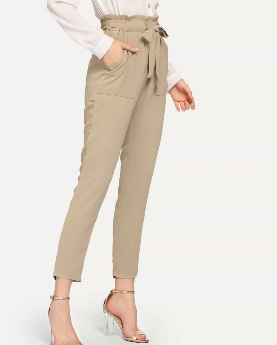 Frill Detail Self Tie Pants