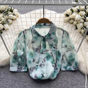 Hania Pearl Collar Floral Shirt