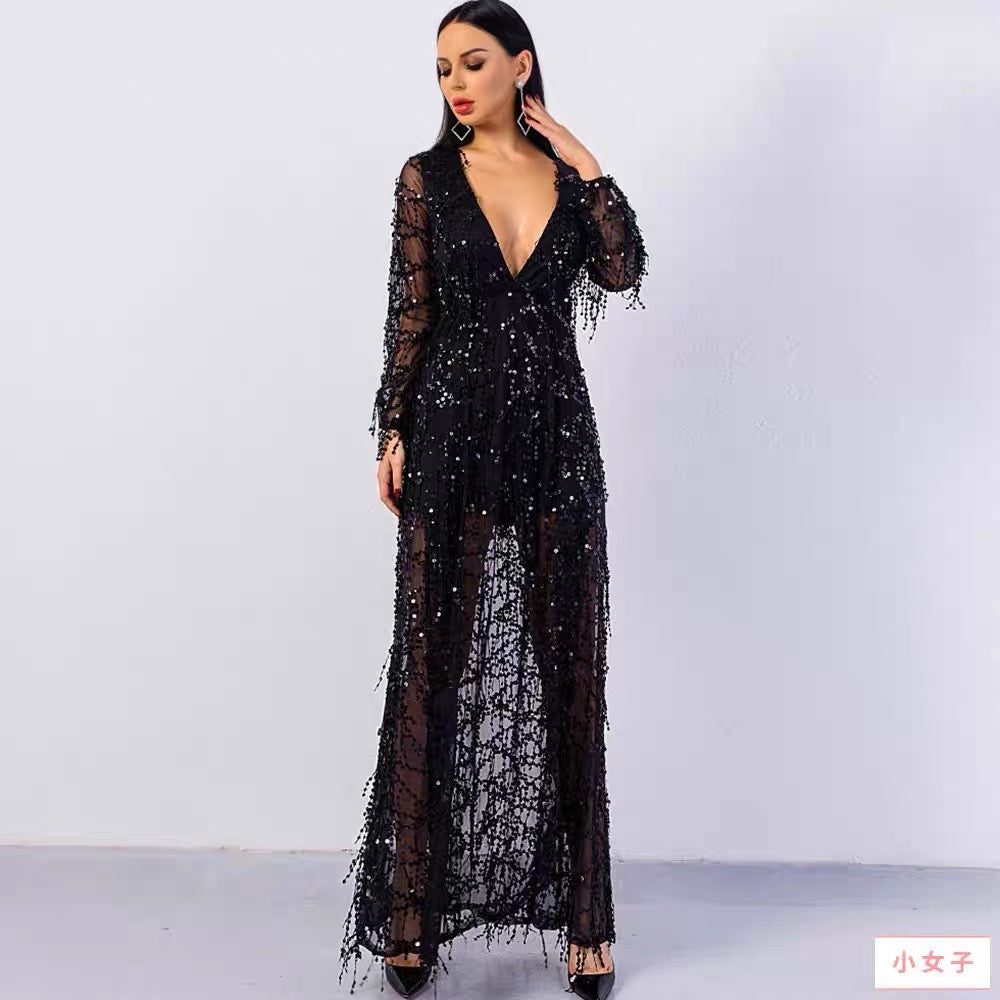 Mishti V Neck Sequin Dress