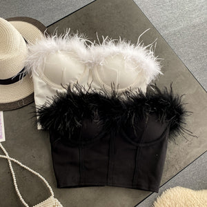 Camilia Fur Bustier Top