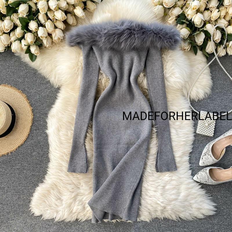 Fur bodycon hot sale dress