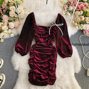 Romania Ruched Velvet Shiny Dress