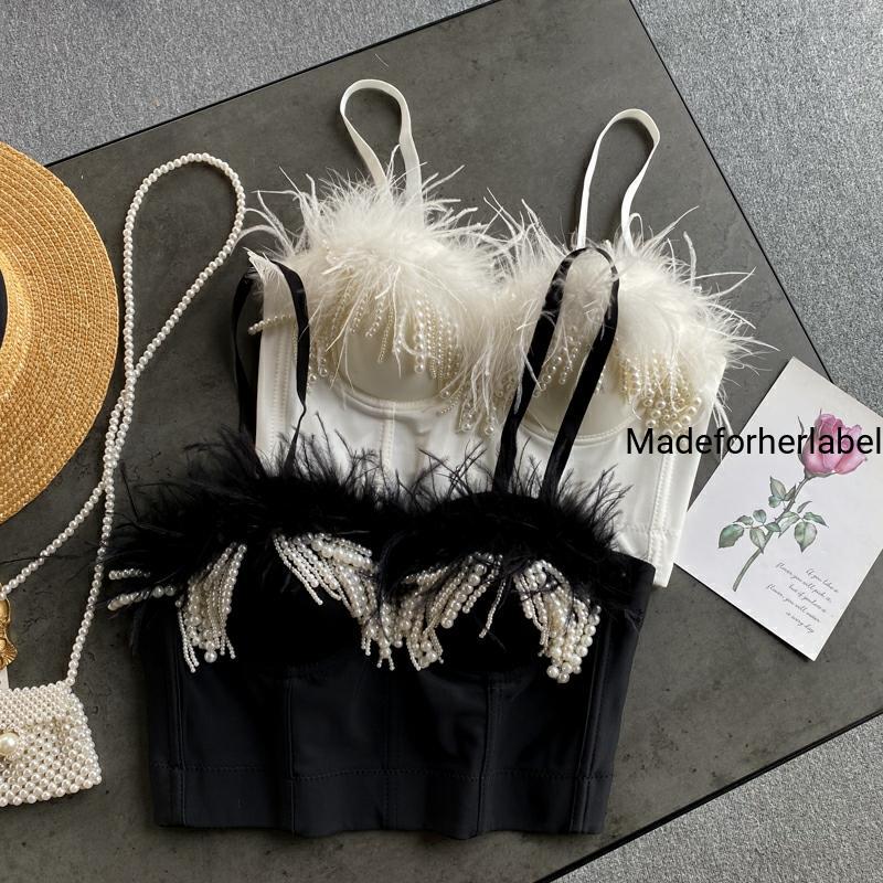 Pearl Tassel Fur Bustier